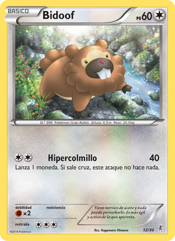 Bidoof 12 — XY trainer Kit (Bisharp) (Spanish Pokémon TCG card)