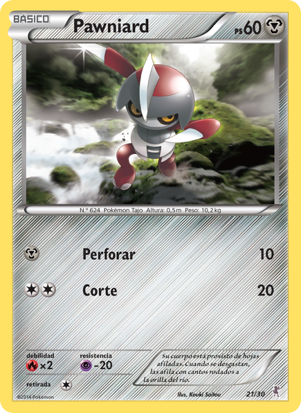 Pawniard 21 — XY trainer Kit (Bisharp) (Spanish Pokémon TCG card)
