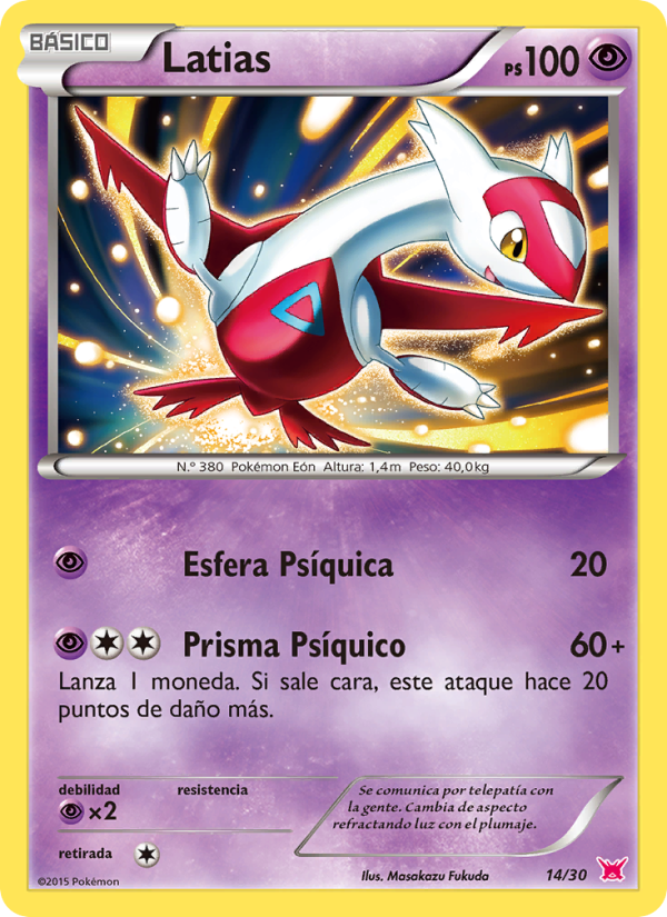 Latias 14 — XY trainer Kit (Latias) (Spanish Pokémon TCG card)
