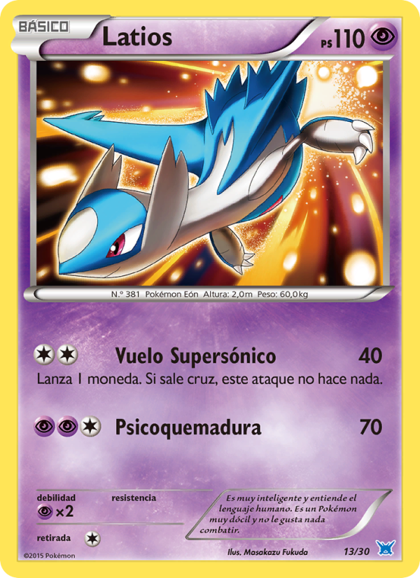 Latios 13 — XY trainer Kit (Latios) (Spanish Pokémon TCG card)