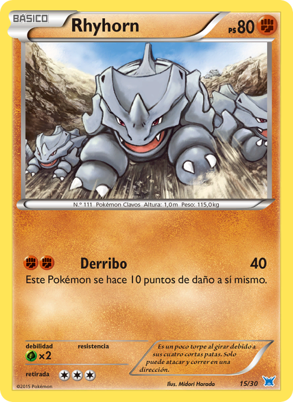 Rhyhorn 15 — XY trainer Kit (Latios) (Spanish Pokémon TCG card)