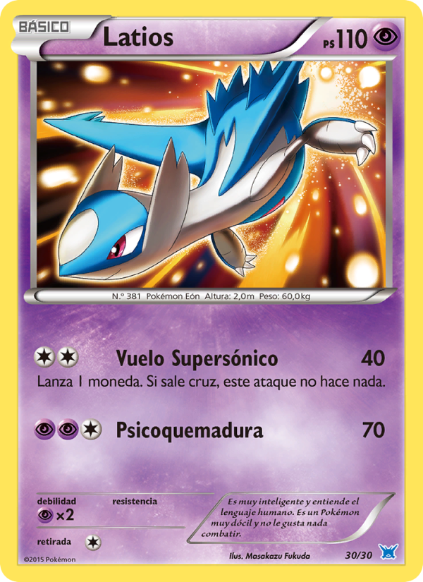 Latios 30 — XY trainer Kit (Latios) (Spanish Pokémon TCG card)