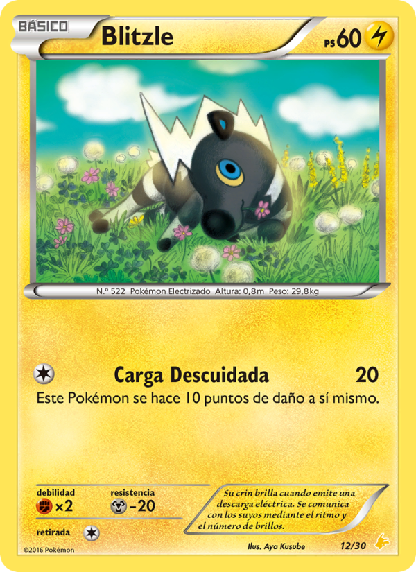 Blitzle 12 — XY trainer Kit (Pikachu Libre) (Spanish Pokémon TCG card)