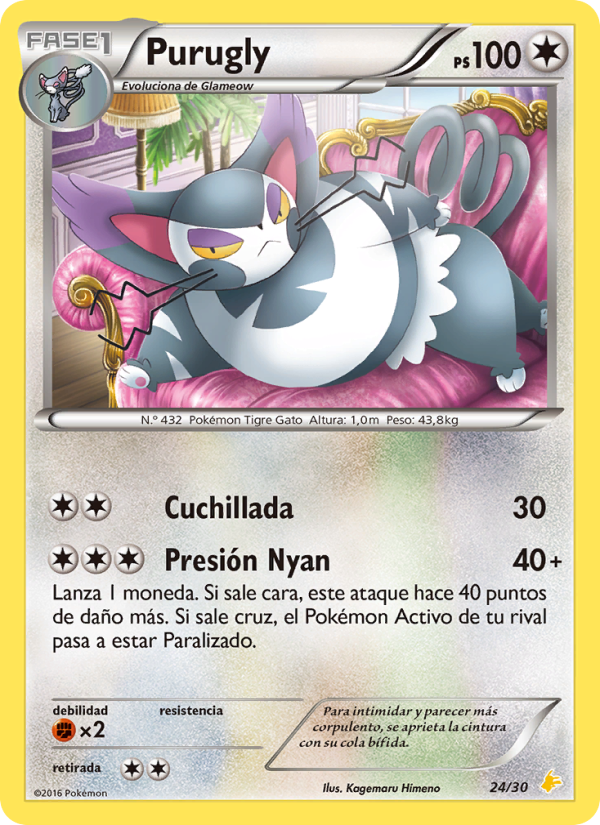 Purugly 24 — XY trainer Kit (Pikachu Libre) (Spanish Pokémon TCG card)