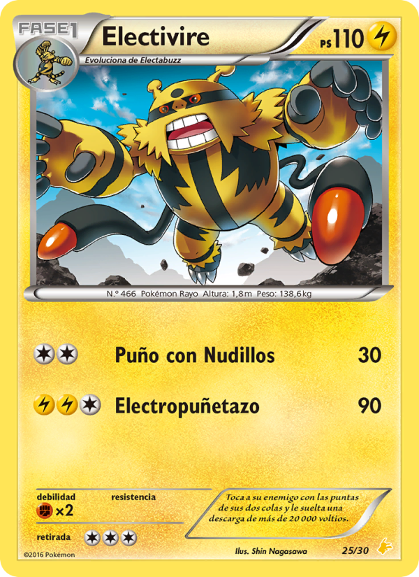 Electivire 25 — XY trainer Kit (Pikachu Libre) (Spanish Pokémon TCG card)