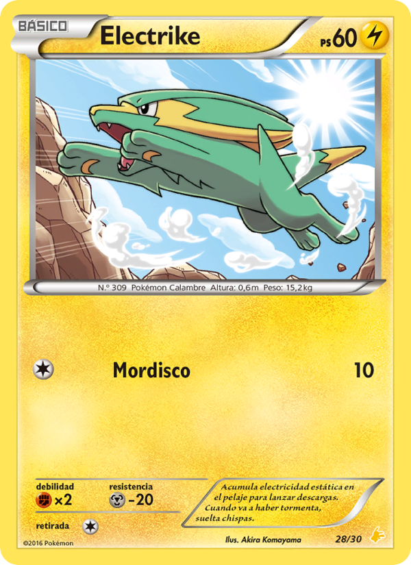 Electrike 28 — XY trainer Kit (Pikachu Libre) (Spanish Pokémon TCG card)