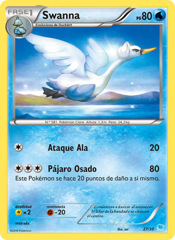 Swanna 27 — XY trainer Kit (Suicune) (Spanish Pokémon TCG card)