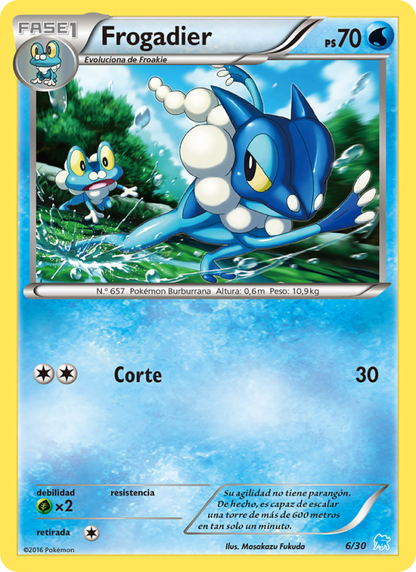 Frogadier 6 — XY trainer Kit (Suicune) (Spanish Pokémon TCG card)