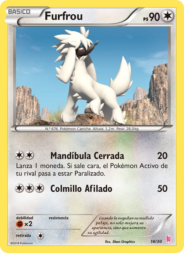 Furfrou 16 — XY trainer Kit (Sylveon) (Spanish Pokémon TCG card)
