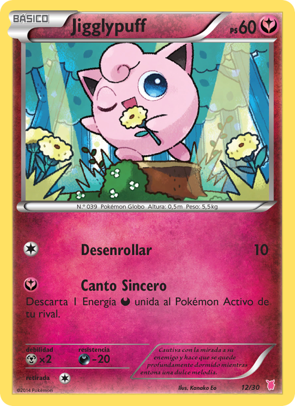 Jigglypuff 12 — XY trainer Kit (Wigglytuff) (Spanish Pokémon TCG card)