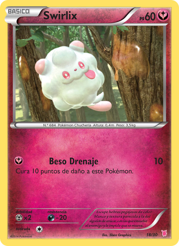 Swirlix 18 — XY trainer Kit (Wigglytuff) (Spanish Pokémon TCG card)