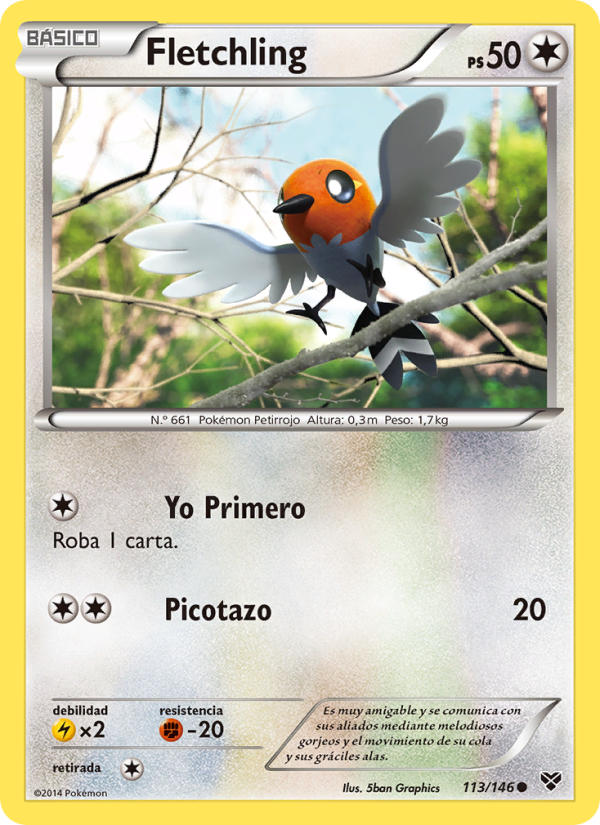 Fletchling 113 — XY (Spanish Pokémon TCG card)