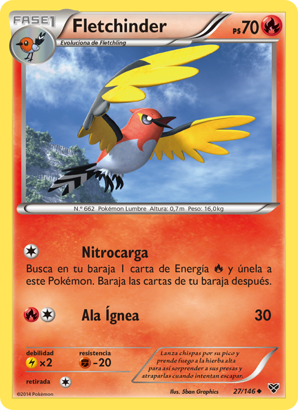 Fletchinder 27 — XY (Spanish Pokémon TCG card)