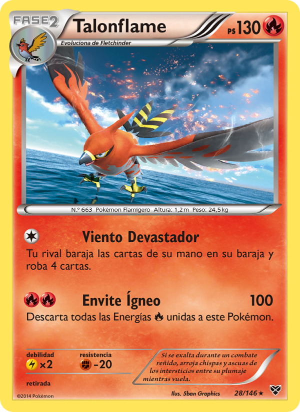 Talonflame 28 — XY (Spanish Pokémon TCG card)