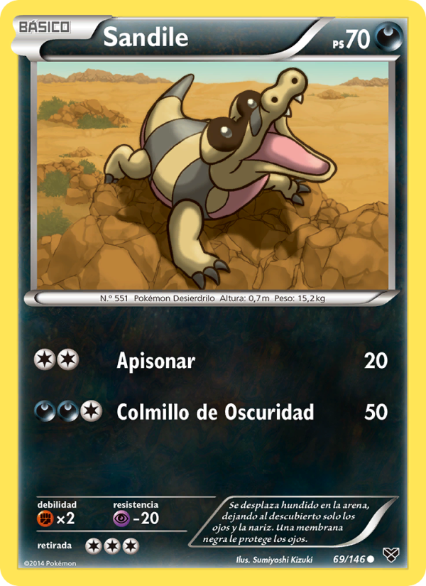 Sandile 69 — XY (Spanish Pokémon TCG card)