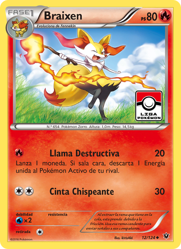 Braixen 12 — Fates Collide (Spanish Pokémon TCG card)