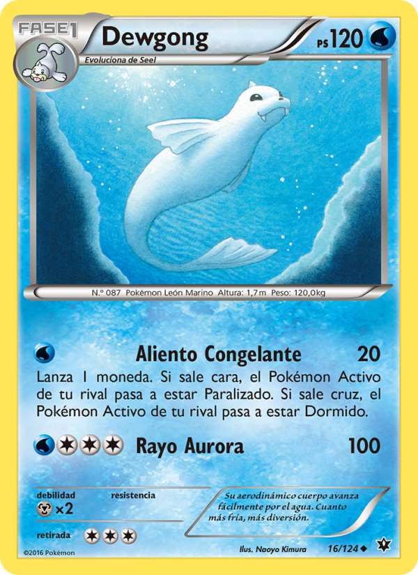 Dewgong 16 — Fates Collide (Spanish Pokémon TCG card)