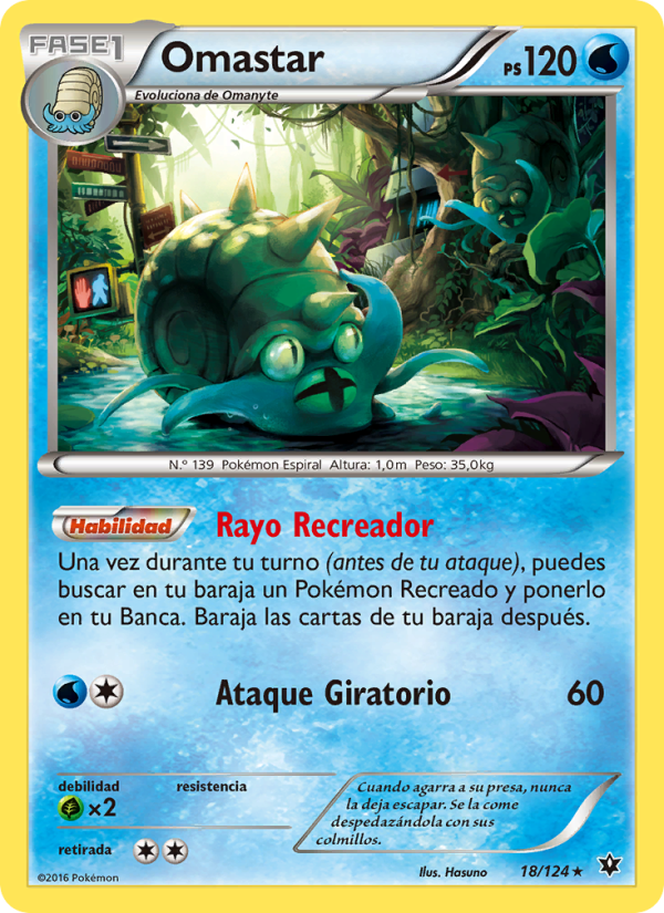 Omastar 18 — Fates Collide (Spanish Pokémon TCG card)