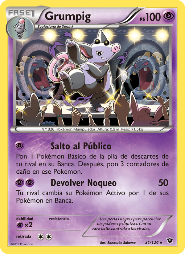 Grumpig 31 — Fates Collide (Spanish Pokémon TCG card)