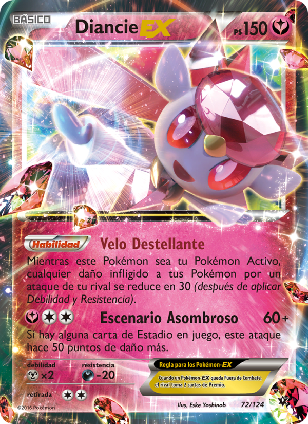 Diancie EX 72 — Fates Collide (Spanish Pokémon TCG card)