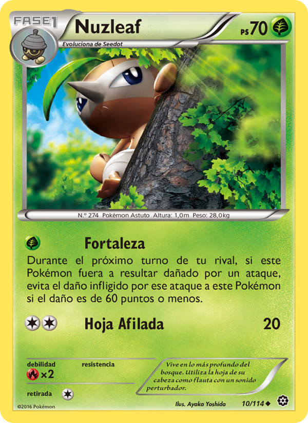 Nuzleaf 10 — Steam Siege (Spanish Pokémon TCG card)