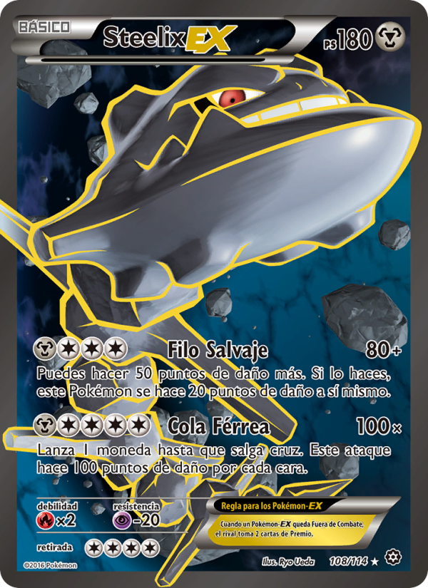 Steelix EX 108 — Steam Siege (Spanish Pokémon TCG card)