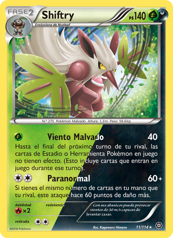Shiftry 11 — Steam Siege (Spanish Pokémon TCG card)