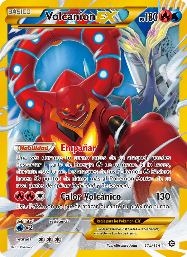 Volcanion EX 115 — Steam Siege (Spanish Pokémon TCG card)
