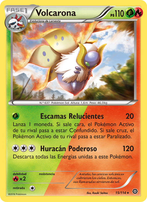 Volcarona 15 — Steam Siege (Spanish Pokémon TCG card)