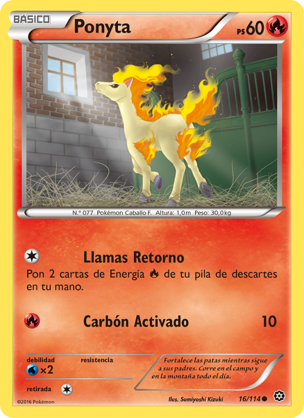 Ponyta 16 — Steam Siege (Spanish Pokémon TCG card)