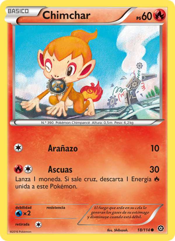Chimchar 18 — Steam Siege (Spanish Pokémon TCG card)