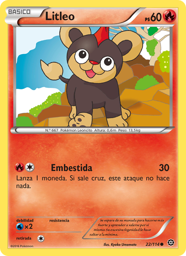 Litleo 22 — Steam Siege (Spanish Pokémon TCG card)