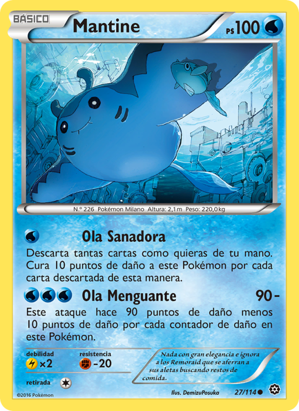 Mantine 27 — Steam Siege (Spanish Pokémon TCG card)