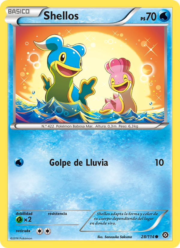 Shellos 28 — Steam Siege (Spanish Pokémon TCG card)