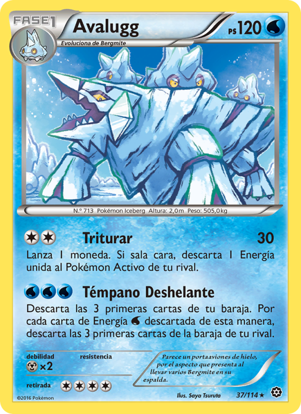 Avalugg 37 — Steam Siege (Spanish Pokémon TCG card)