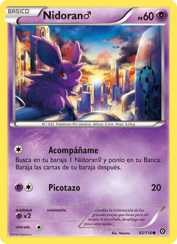 Nidoran♂ 43 — Steam Siege (Spanish Pokémon TCG card)