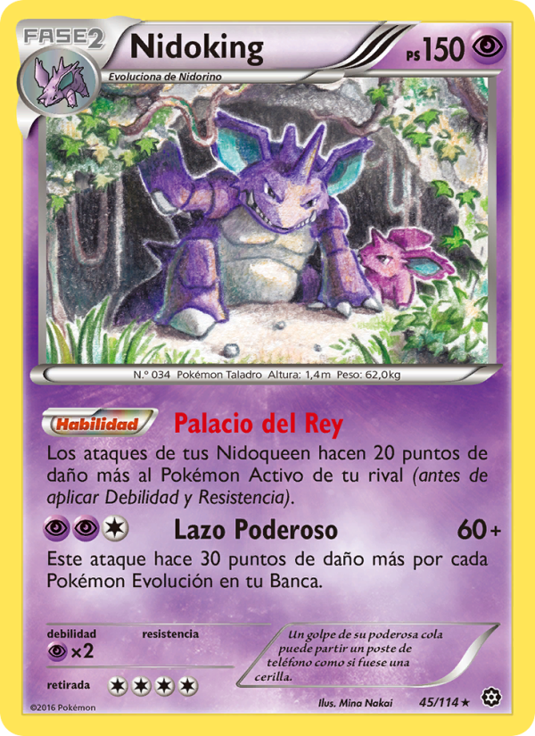 Nidoking 45 — Steam Siege (Spanish Pokémon TCG card)