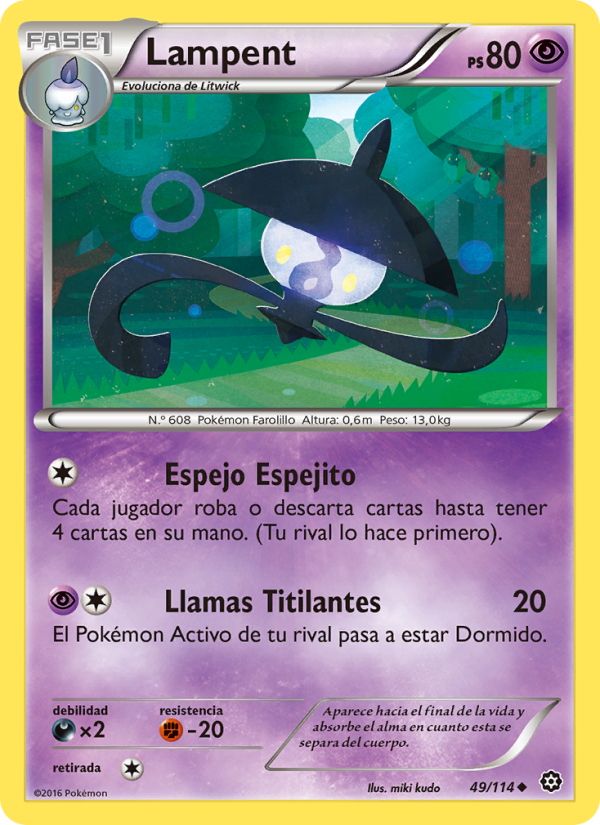 Lampent 49 — Steam Siege (Spanish Pokémon TCG card)