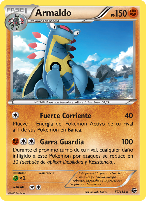 Armaldo 57 — Steam Siege (Spanish Pokémon TCG card)