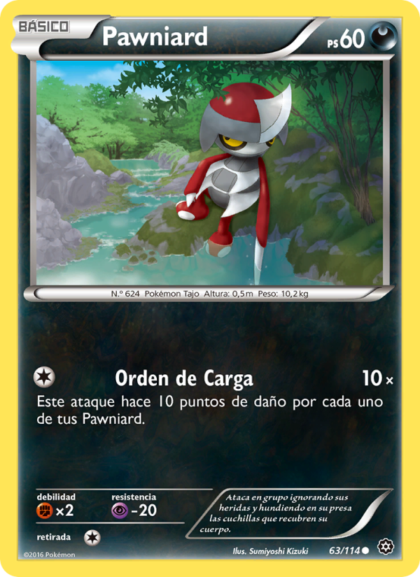 Pawniard 63 — Steam Siege (Spanish Pokémon TCG card)