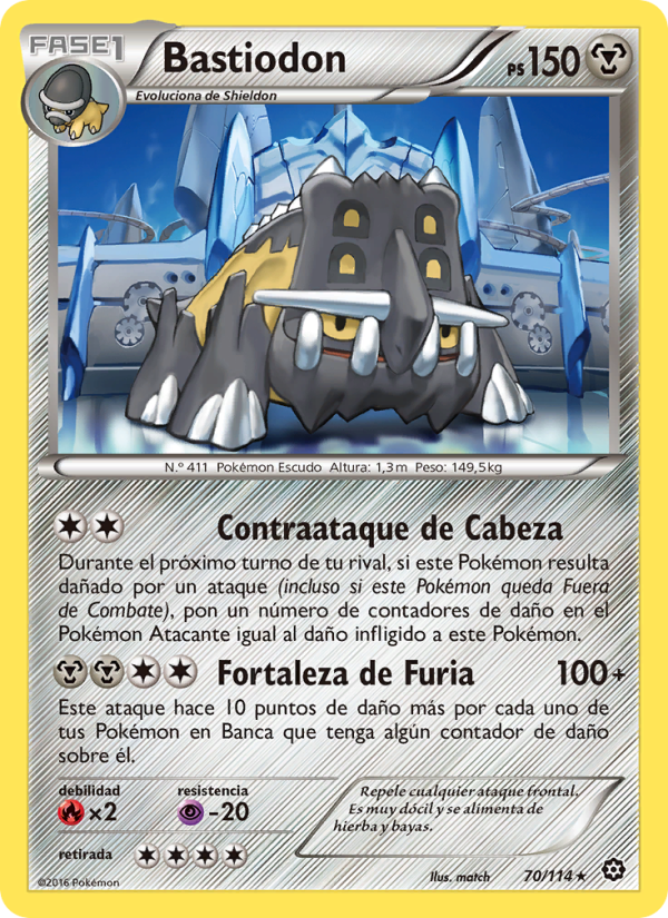 Bastiodon 70 — Steam Siege (Spanish Pokémon TCG card)