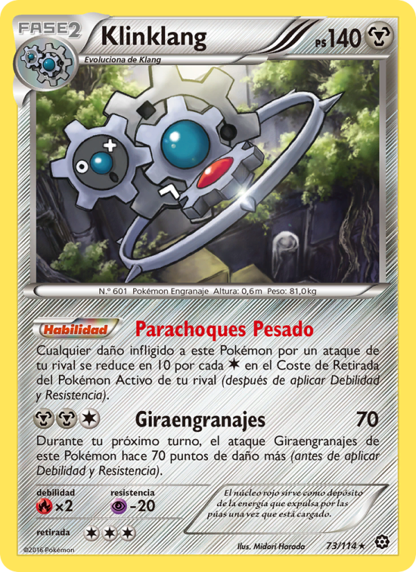 Klinklang 73 — Steam Siege (Spanish Pokémon TCG card)