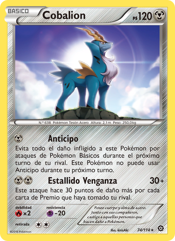 Cobalion 74 — Steam Siege (Spanish Pokémon TCG card)