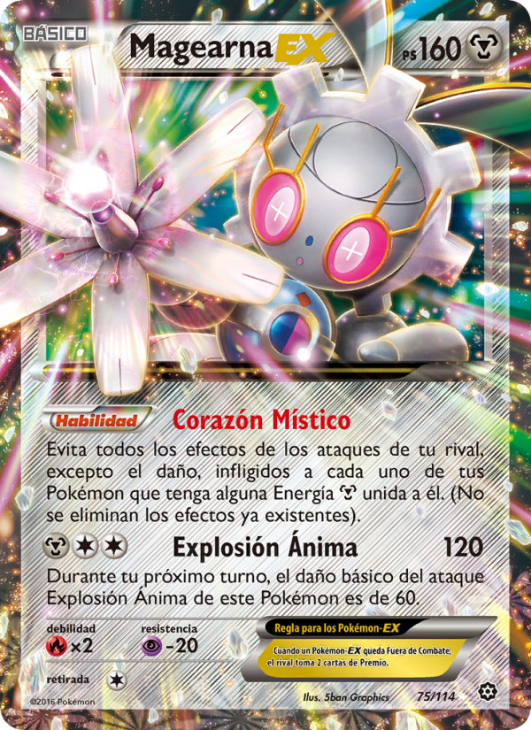 Magearna EX 75 — Steam Siege (Spanish Pokémon TCG card)