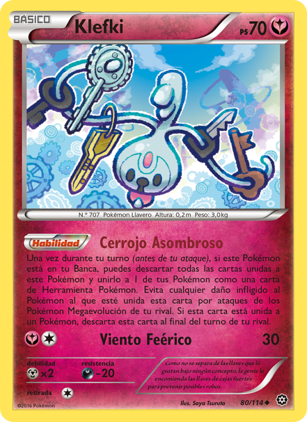 Klefki 80 — Steam Siege (Spanish Pokémon TCG card)