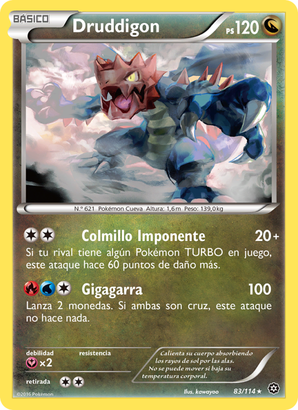 Druddigon 83 — Steam Siege (Spanish Pokémon TCG card)