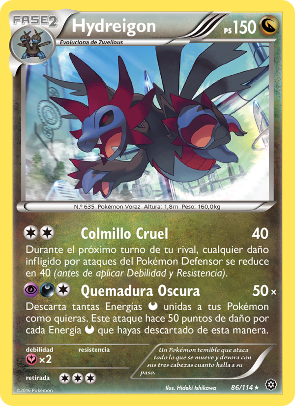 Hydreigon 86 — Steam Siege (Spanish Pokémon TCG card)