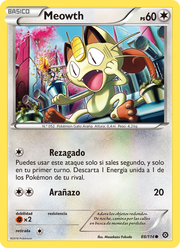 Meowth 88 — Steam Siege (Spanish Pokémon TCG card)