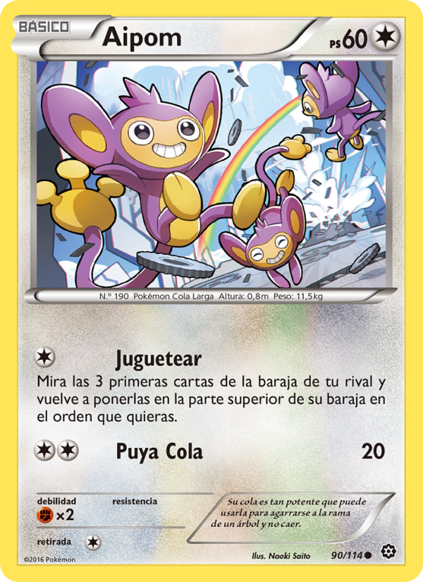 Aipom 90 — Steam Siege (Spanish Pokémon TCG card)