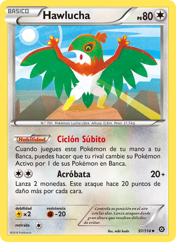 Hawlucha 97 — Steam Siege (Spanish Pokémon TCG card)